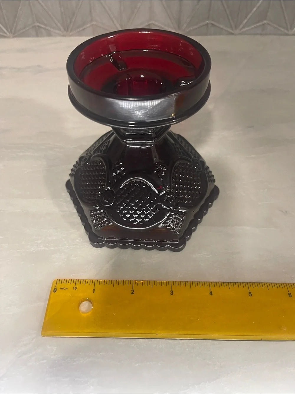 Avon Vintage Cape Cod Ruby Red Collection Candle Holder or Candy Dish